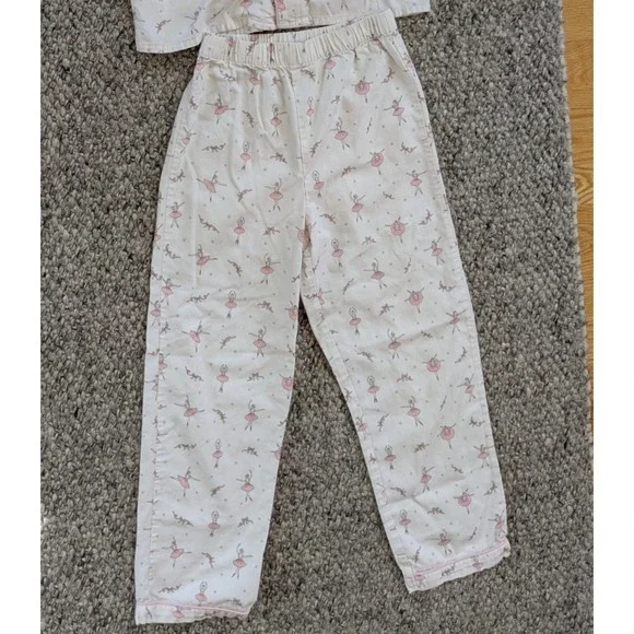 Petite Plume Classic Pajamas Set Flannel Button Down Ballerina Girls 10 - Picture 5 of 10